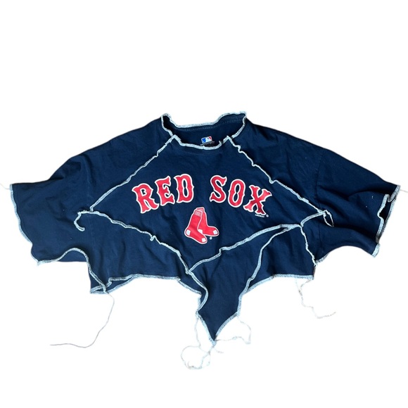 Boston Red Sox Reworked Contrast Stitch Crop Top - Picture 2 of 4